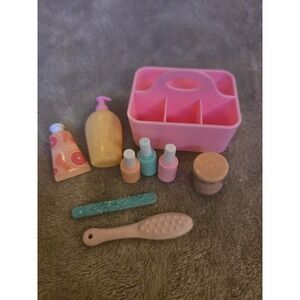 Glitter Girls Doll Spa Manicure Accessory Set Pink Caddy Nail Polish Battat